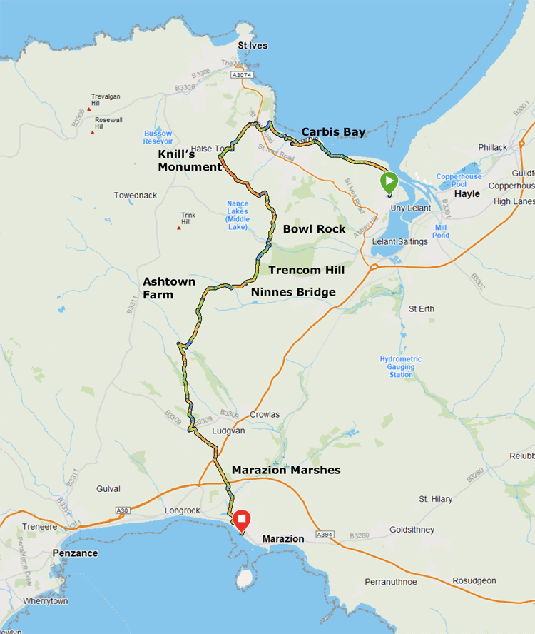 St Michaels Way Cornwall Map St Michael's Way, Cornwall - March 2015